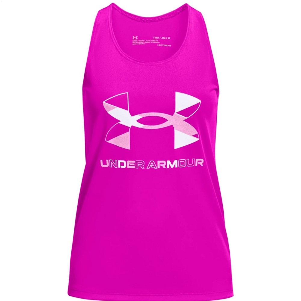 Under Armour Girls' Tech Big Logo Graphic Tank Top Size Medium